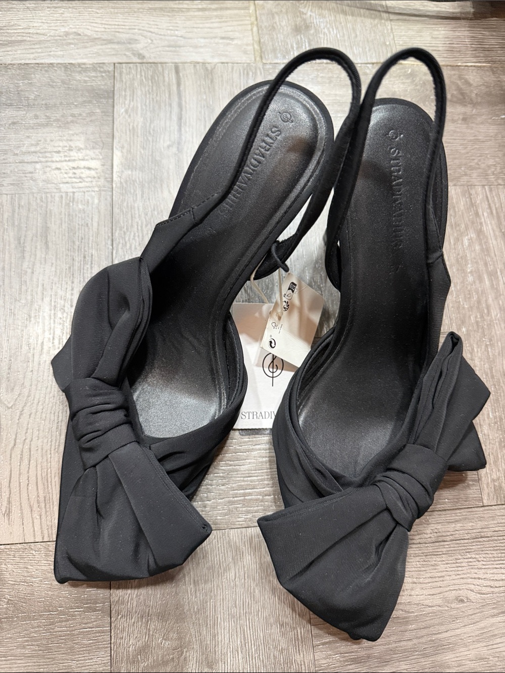 Stradivarius Black Knot Bow Slingback Heels